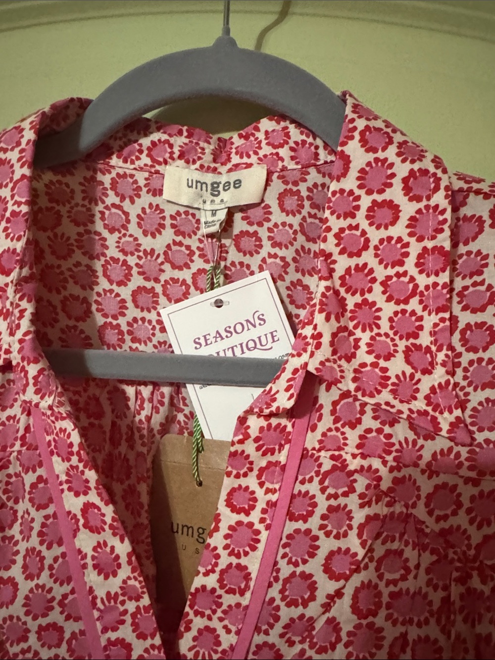 Umgee Pink Floral Button-Front Tiered Midi Dress - Picture 2 of 5